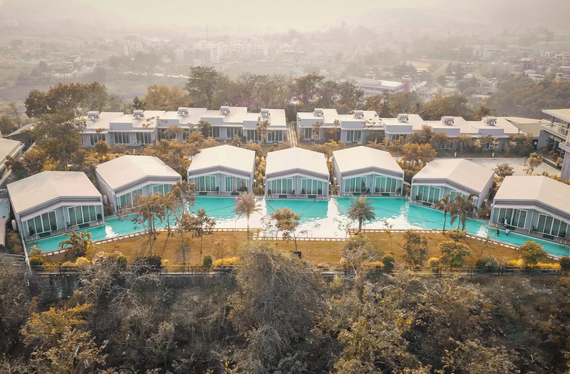 Hillside resort aerial